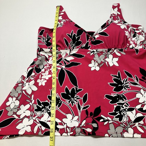 Swimsuits For All Tropical Floral Tankini Top Womens Plus Size 24 Black Pink - Bild 7 von 13