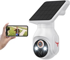 1080P Wifi Security Camera with Solar Panel, Battery Powered, Pan Tilt, AI Motio