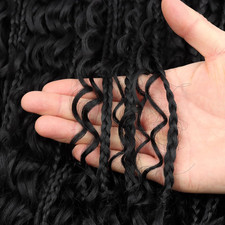 Goddess Box Braids Crochet Hair 1B - 18 Inch 8 Packs Crochet Box Braids Pre-L...