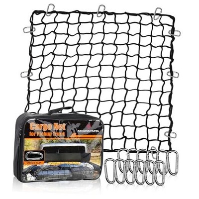  4  x 4  Large Cargo Net for Pickup Truck Bed Stretches to 7' x 7' for Truck 