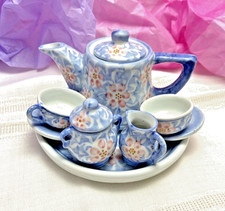VTG - TEA SET - Child - Floral Blue Pink -10 pieces - Decor
