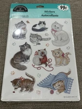 Vintage Hallmark Expressions Cute Cats Kittens Stickers In Package 3 Sheets USA