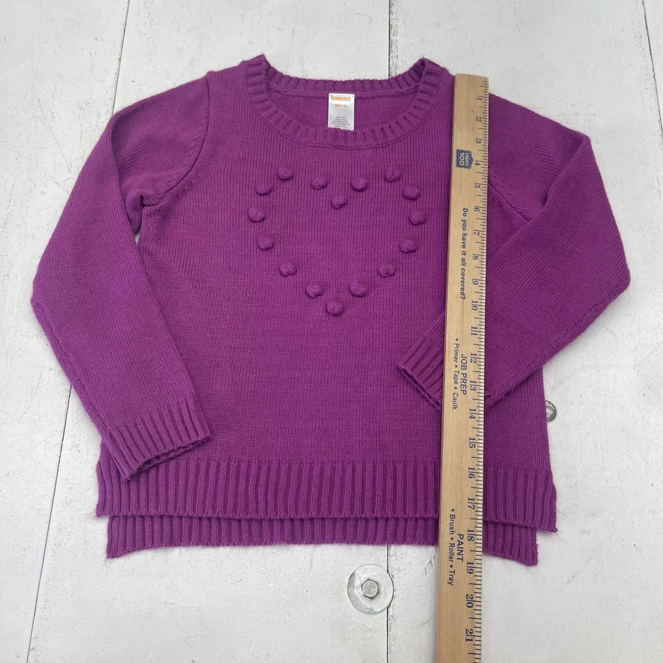 Suéter Gymboree Niñas Mediano 7-8 Púrpura Corazón Bobble Tejido Pullover Cuello Redondo Foto 4 de 4