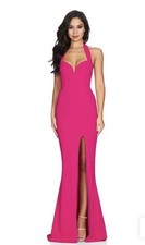 NOOKIE Madonna Hot Pink Evening Gown Size M Floor Length Halter Style