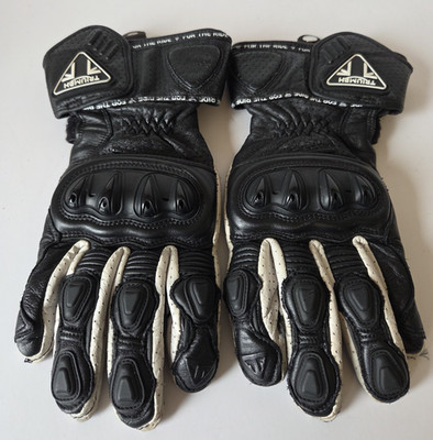 Original Triumph Triple Sport Leder Motorrad Handschuhe schwarz/weiß Größe M 9