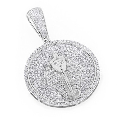 Unisex 10K Gold Ägyptischer Pharaokopf Diamant Anhänger König Tut Charm Medaillon