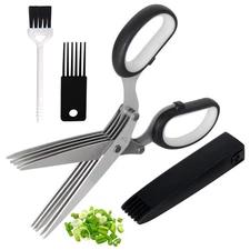 ShangTianFeng Salad Scissors with 5 Stainless Steel Blades, Herb & Food Cutter