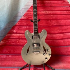 Fast Delivery DG-335 electric guitar silver semi hollow maple body mahogany neck