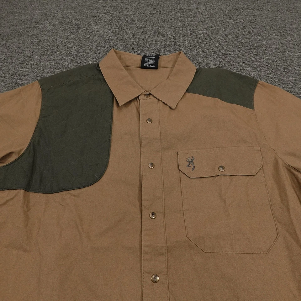 Browning Shirt Mens Extra Large Brown Green Short Sleeve Button Front Hunting - Image 2 of 4