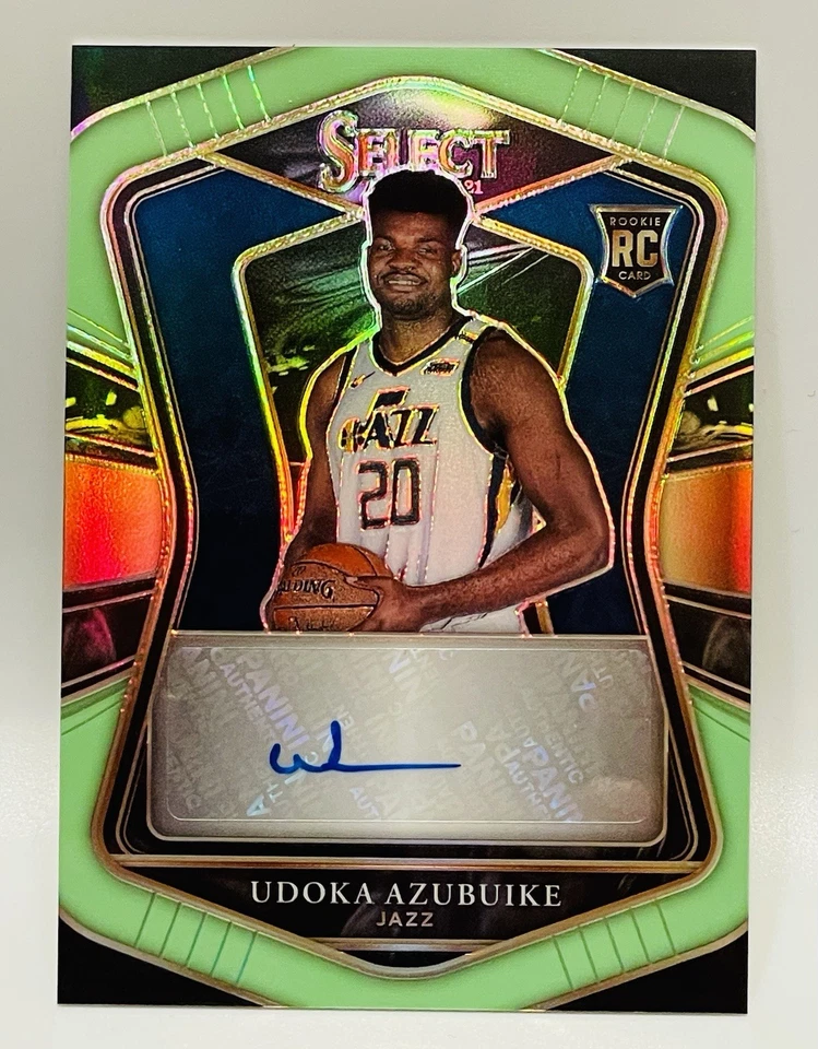 Udoka Azubuike RC *94/99* Auto 2020-21 Panini Select Neon Green #RS-AZU Jazz NBA - Image 2 of 3