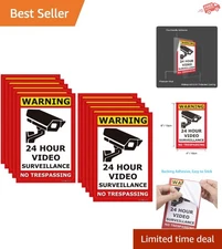 Multi-Colored 24-Hour Video Surveillance Signs - Protect Your Property - 10 Pack