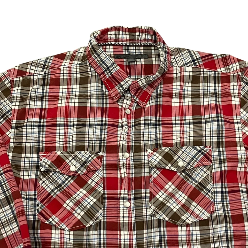 Camisa Western Azul Marino Antigua Perla A Presión Cuadros Roja Para Hombres L Manga Larga Vaquero Foto 2 de 4