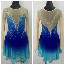 Adult Small Ice Skating Dress Rhinestone Figure Skating Competition Costume