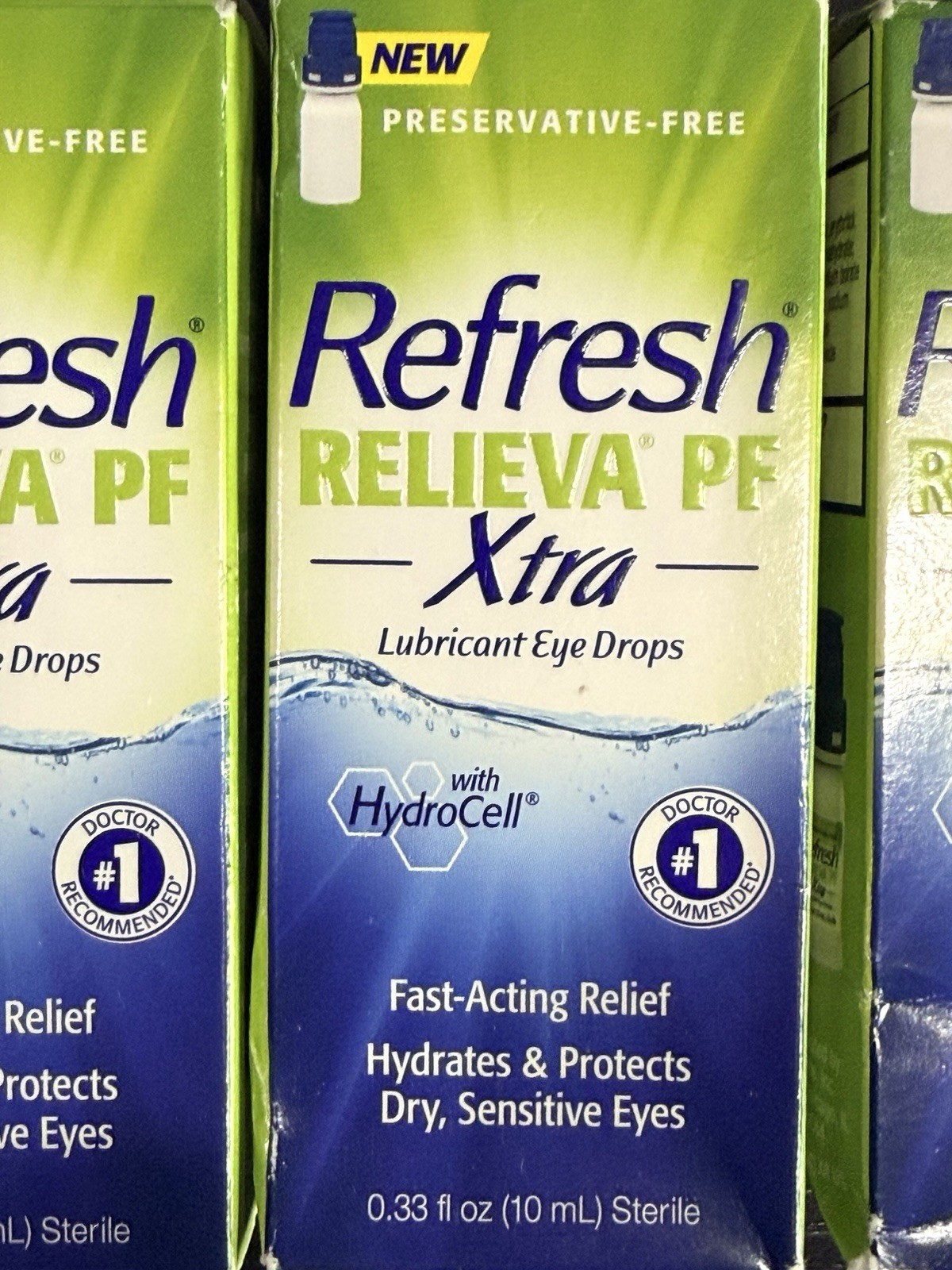 3 Pack Refresh Relieva PF Xtra Lubricant Eye Drops, 0.33 Fl Oz Each Exp 05/2026