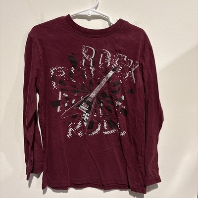 The Children's Place Rock Guitar Long Sleeve Burgundy T-shirt Size S 5/6 NWOT
