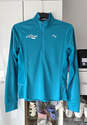 PUMA Running Damen Langarmshirt Capri Breeze türkis Gr. 38 1/2 Zip Marathon