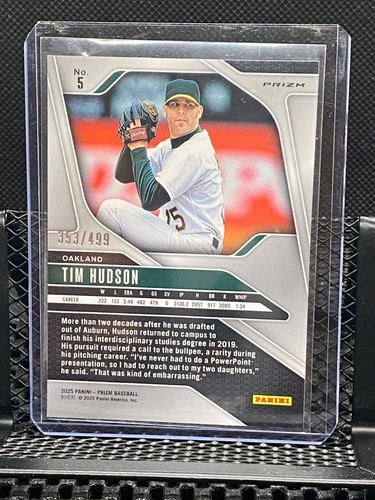 Tim Hudson 2025 Prizm Pulsar Prizm #353/499 - #5 A's - Picture 2 of 2