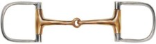 Stainless steel D-RING STYLE BIT w/ 5" copper broken mouth  3" ring cheeks