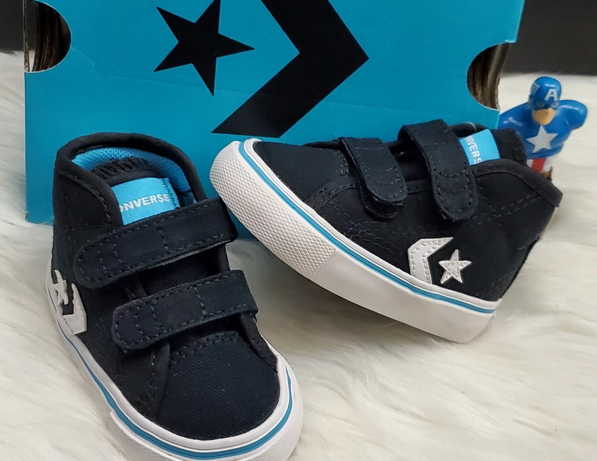 melocotón Peave pastel CONVERSE STAR REPLAY 2V MID TOP INFANT TODDLER SNEAKER. BLACK/WHITE/BLUE.  SZ 2 | eBay