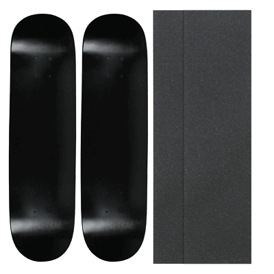 2 Blank Skateboard Decks - 8.25" Width, Dip Black With Jessup Grip Tape
