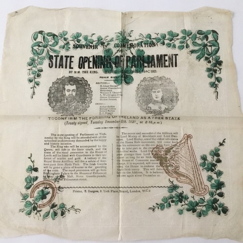 Antique Souvenir Opening Parliament Ireland Free State Treaty 1921 Crepe Paper - Picture 2 of 18