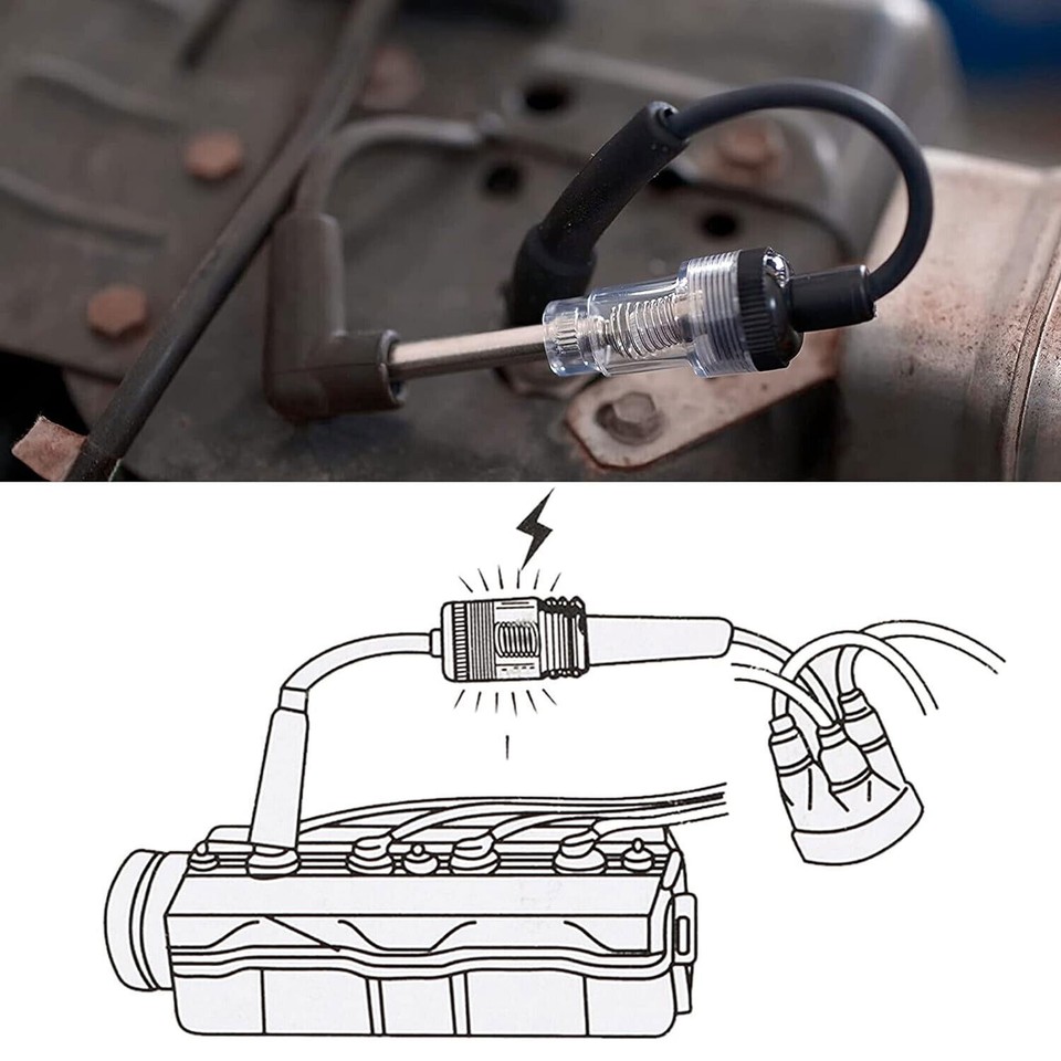 2 Pcs Inline Spark Plug Tester Plug Engine Ignition Tester For Auto