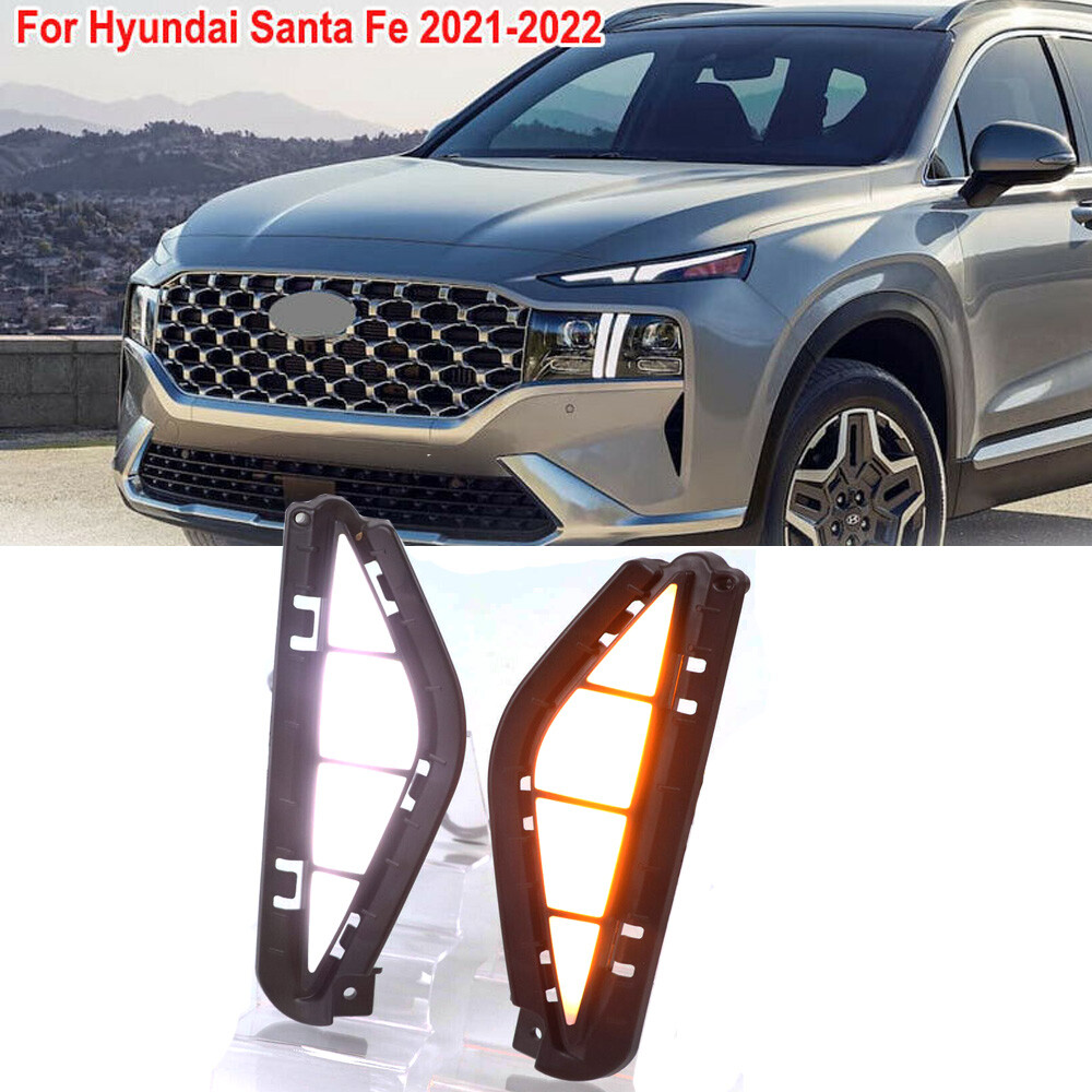 LED DRL Fog Lamp for Hyundai Santa 2021-2022 Daytime Running Light W/Turn Signal