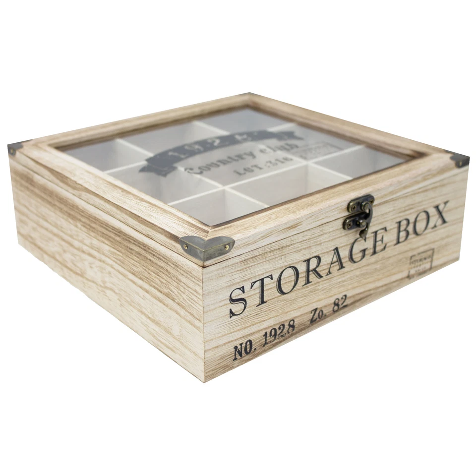 ToCi Teebox Holz 9 Fächer Teekiste Teedose Teebeutelbox Tee Dose Box Retro - Bild 3 von 4