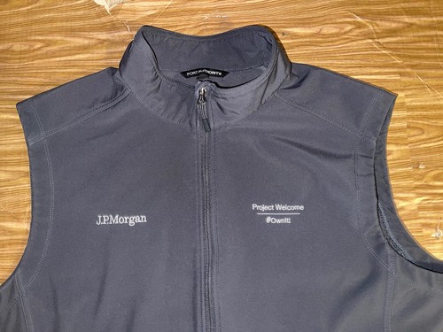 Port Authority JP Morgan Gray Soft Shell Fleece Lined Vest Jacket Mens 2XL - Picture 2 of 10
