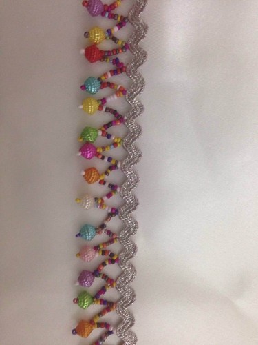 Marfil Perla Cuentas Flecos Encaje Borde Ribete Cinta Novia Boda 1 Yarda X 30mm - Imagen 15 de 16