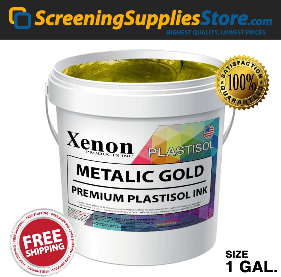 XENON SCREENINGSUPPLIESSTORE Xenon - Metallic Gold Plastisol Ink For Screen Printing - 1 Gallon 128oz