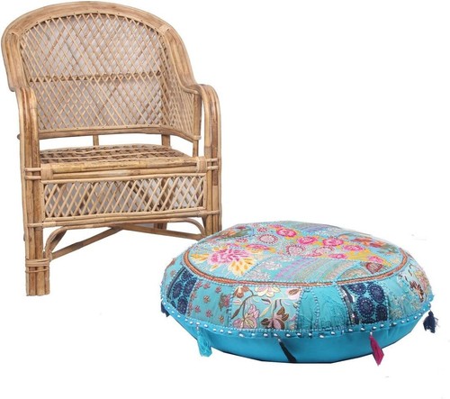 Round Bohemian Patchwork Ottoman Vintage Chair Bean Bag Floor Cushion Pouf Cover - Picture 21 of 31