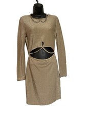 Derik Heart Dress Womens M, Matallic gold .Keyhole Waist