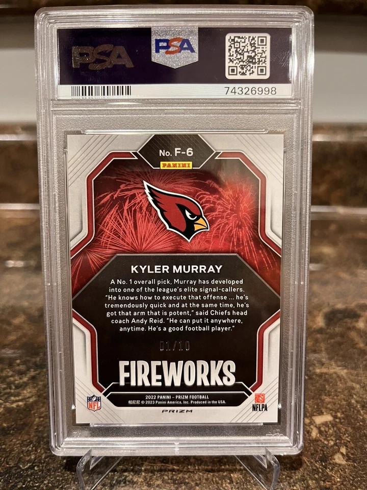 Kyler Murray Fireworks True Gold Prizm /10 - PSA 10 2022 Panini #F-6 Cardinals - Image 2 of 3