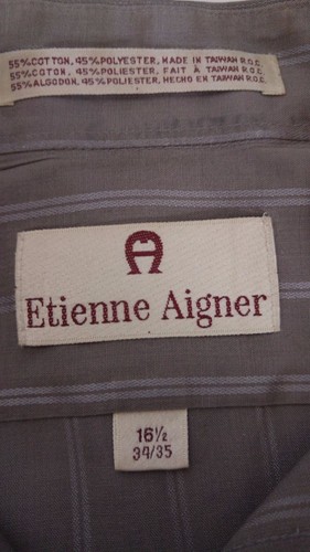 Etienne Aigner VTG Gray Striped Button Front Men's Shirt Sz 16 1/2 - Picture 3 of 4