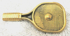 NOS - Vintage TENNIS BALL RACQUET Solid Brass Belt Buckle 1970'S - RARE SPORTS