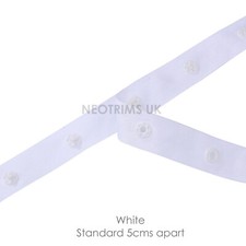 Snap Popper Tape Fasten Ribbon Tape,Studs 5cms Spacing Apparel,Duvet,Neotrims UK