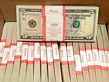 US Federal Reserve 5 Dollar Sequential Notes Lot Of 5 Bills per order 2021  UNC