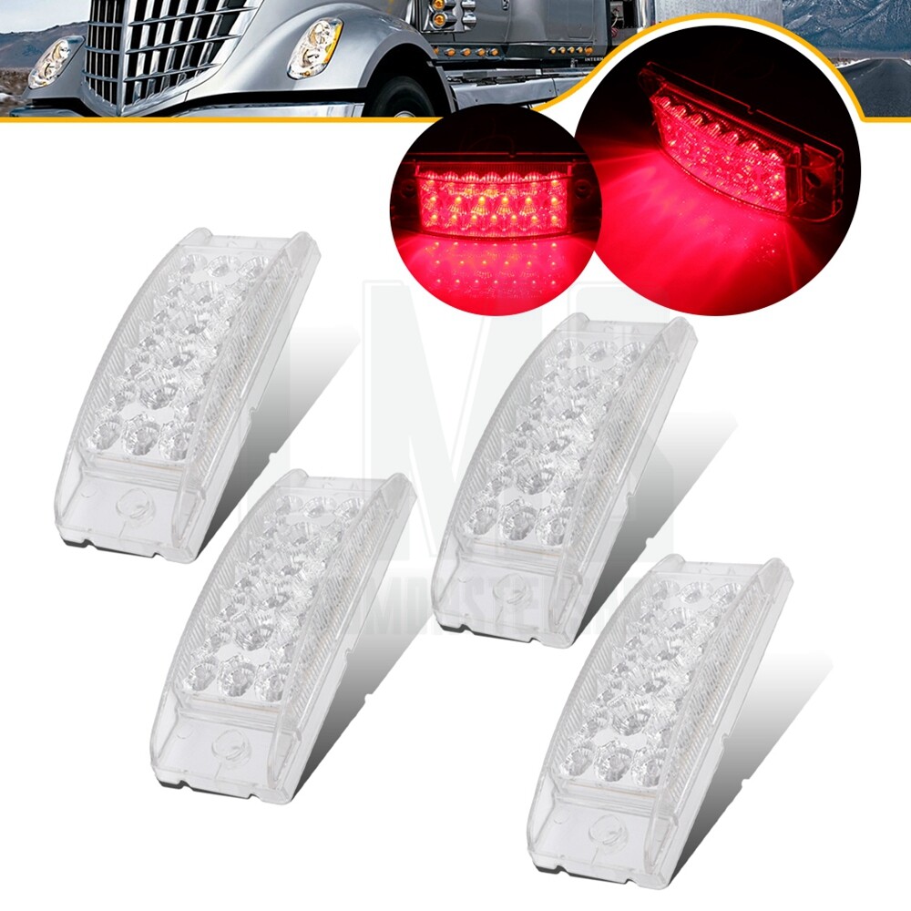 4Pcs 6 Inch Clear Lens Universal LED Turn Signal Side Marker Light Truck Trailer
