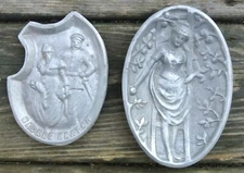 Vintage Hotter Nell Handees Heater and Lady funny Metal Ashtrays or Trinket Dish