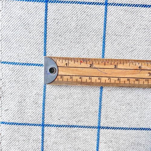 1513. BLUE CHECK Linen fabric, 140cm wide, Price per 1/2 metre - Picture 3 of 5