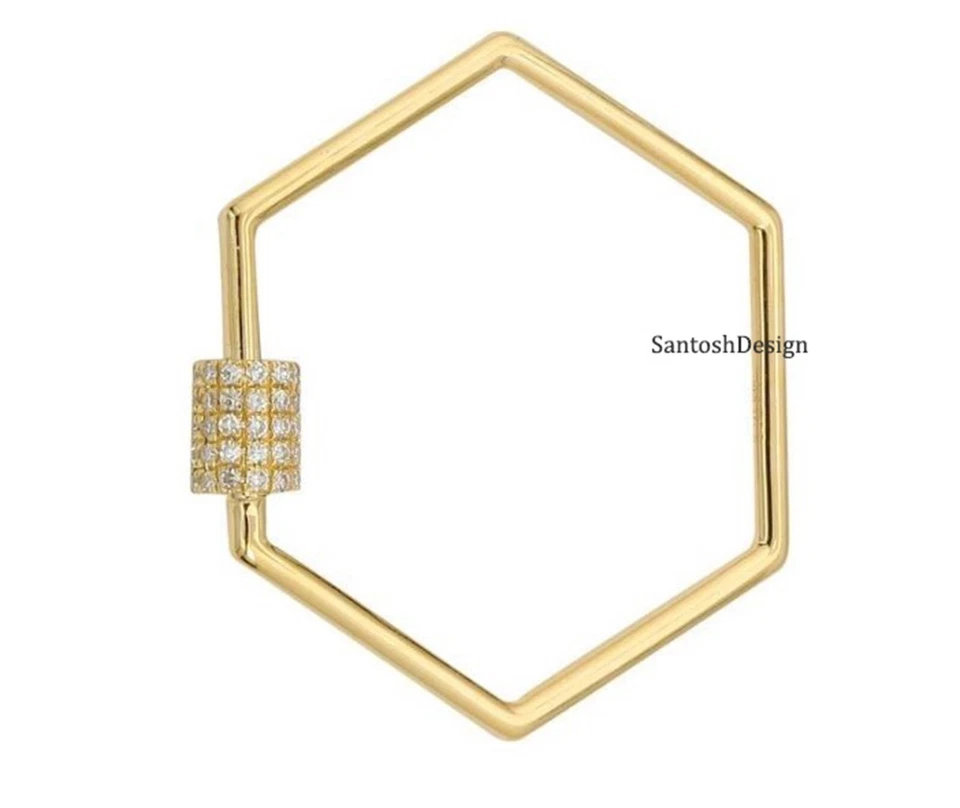 Beautiful Hexagon Silver CZ Diamond Carabiner Lock Clasp,Handmade Clasp Jewelry - Image 2 of 4