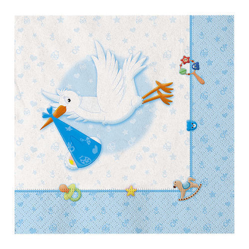 Tovaglioli Benvenuto Celeste e Bianco 20 pz - 33x33 cm