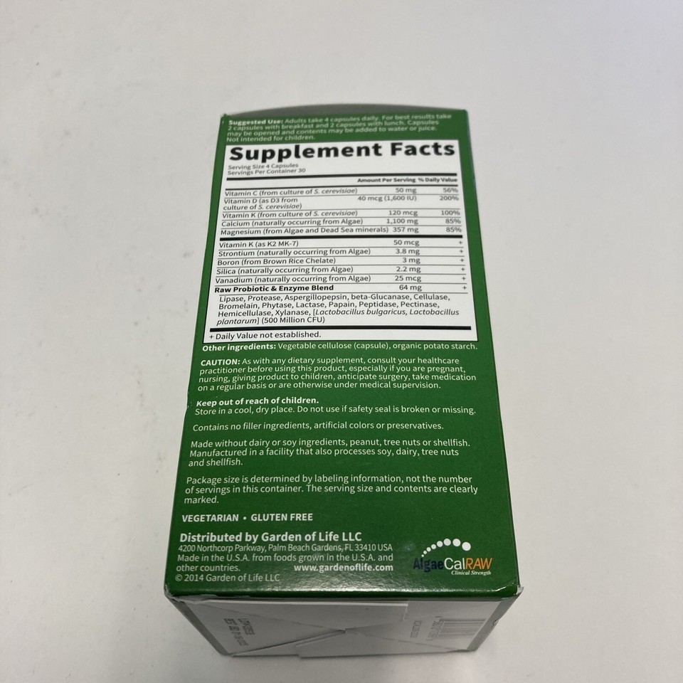 GardenOfLife Vitamin Code Vegan Raw Calcium 120ct Exp08/25+ 3908