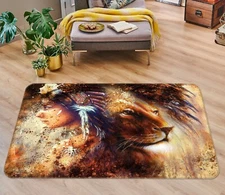 3D Tribal Lion AHO182064 Animal Non Slip Rug Mat Elegant Photo Carpet Romy