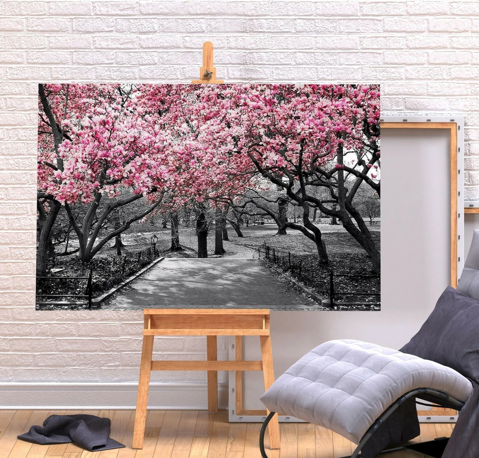 FLORAL BLOSSOM 6 -DEEP FRAMED CANVAS WALL ART PICTURE PAPER PRINT- PINK BLACK - Image 2 of 4