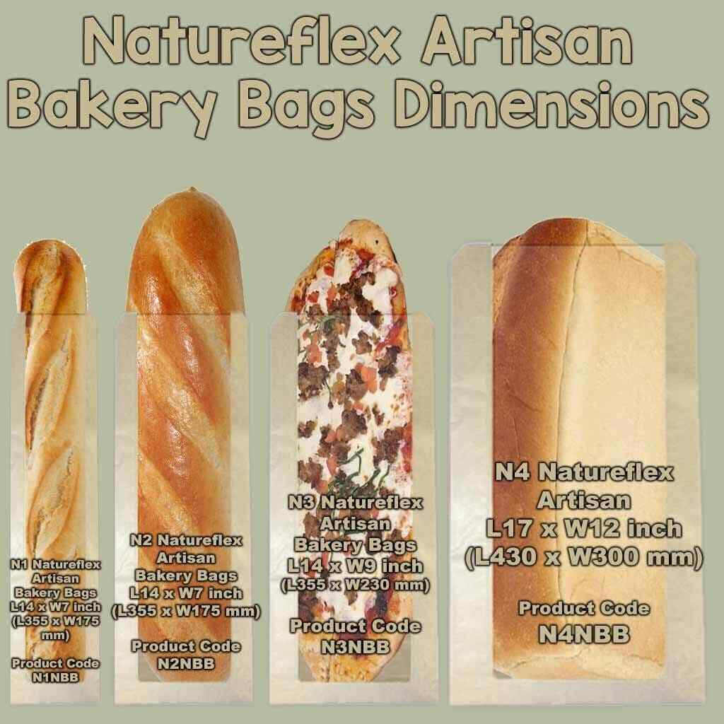 N2 Natureflex Medium Biodegradable Compostable Bakery Bread Bags 14x7