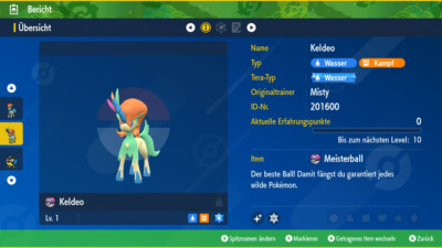 Shiny Keldeo Held 6IV | LVL 1 | Nat Dex | Pokemon Karmesin / Purpur / Scarlet