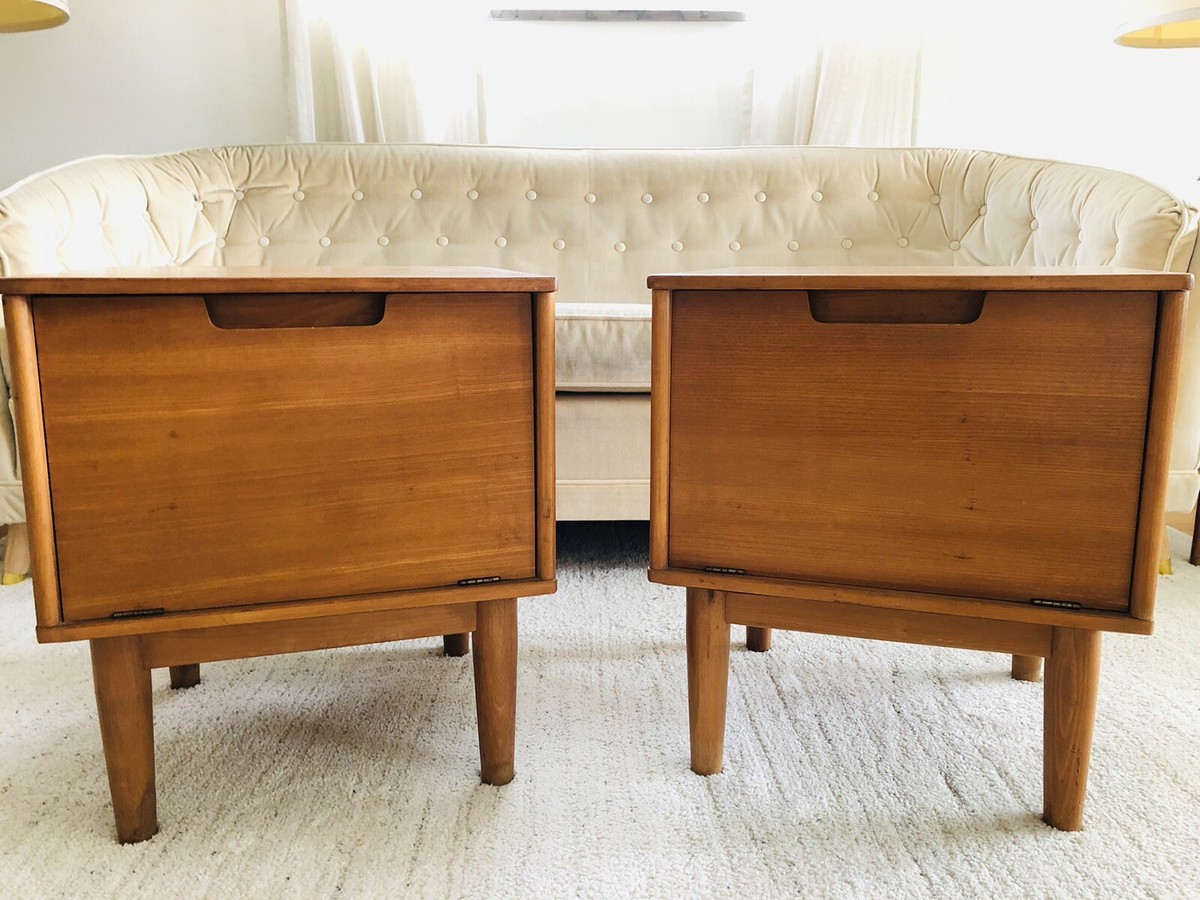 Vintage 50s MILO BAUGHMAN For DREXEL End Table NIGHTSTAND Pair MCM 
