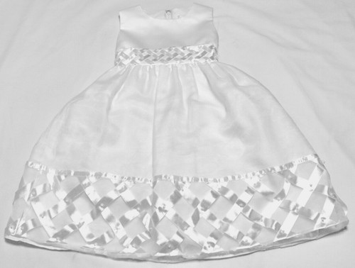 Girl Sz 2~White Beads Satin Ribbon Christening Sp.Occasions By Tip Top Dress